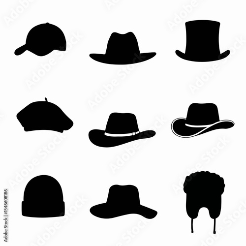 Variety of hat styles silhouette collection