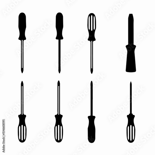 Variety of screwdrivers icons hardware simple tools