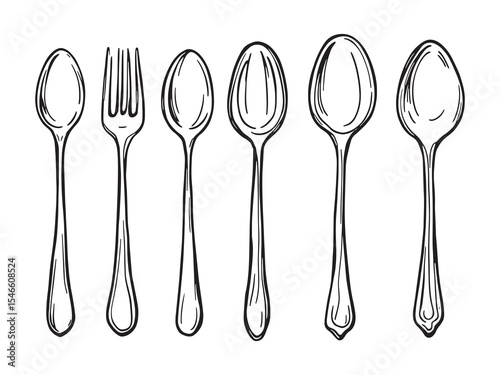 Cutlery Spoon Line Art Drawing