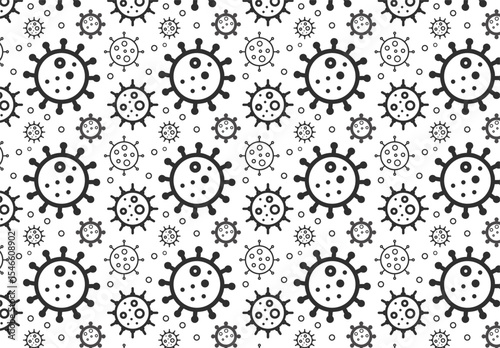  Vector seamless pattern of hand drawn doodle sketch coronavirus covid 19 cell isolated on white background

