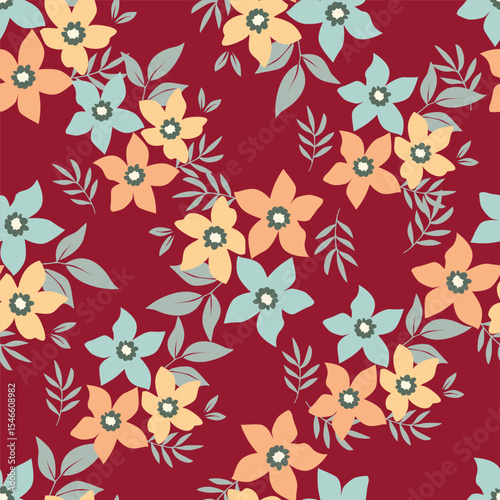 Cute feminine seamless watercolor pattern with little tiny wildflowers, hand drawn