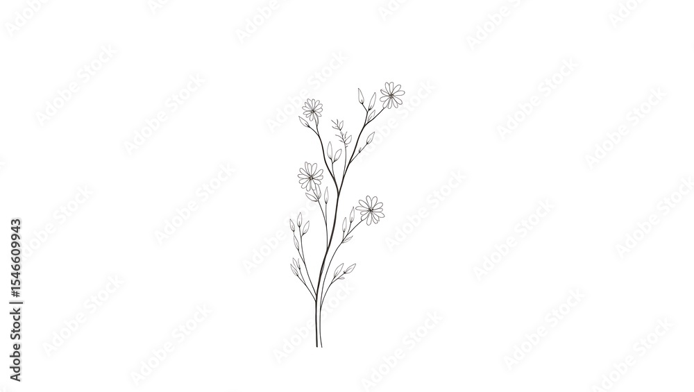 Minimalist Botanical Line Art Pattern Featuring Hand-Drawn Flowers, Slender Stems, and Delicate Foliage on a White Background – Elegant Floral Illustration Minimalist Botanical Line Art Pattern Featuring Hand-Drawn Flowers, Slender Stems, and Delicate Foliage on a White Background – Elegant Floral Illustration