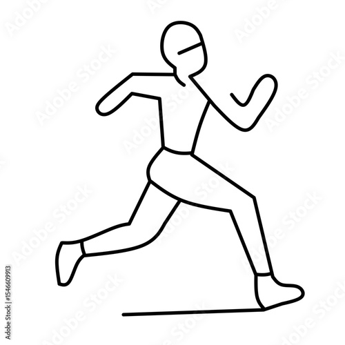Simple line drawing of a stylized running figure. Represents speed, exercise, and athletic activity for icons and general design.