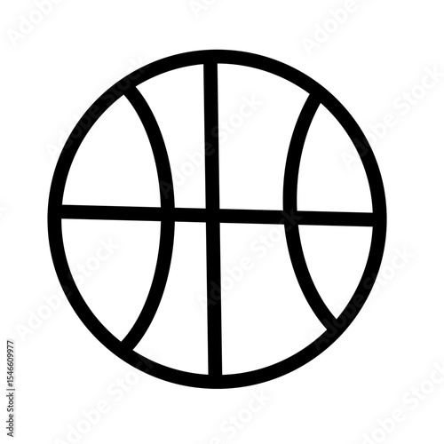 Simple line drawing of a basketball with its characteristic curved lines. Ideal for sports and game related icons and designs