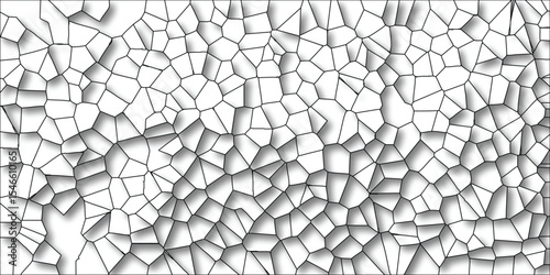 Abstract voronoi diagram pattern with dark outlines and soft shadows representing a geometric mosaic design for backgrounds and textures