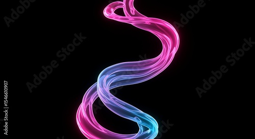 Abstract Swirling Liquid Neon Pink and Blue Design