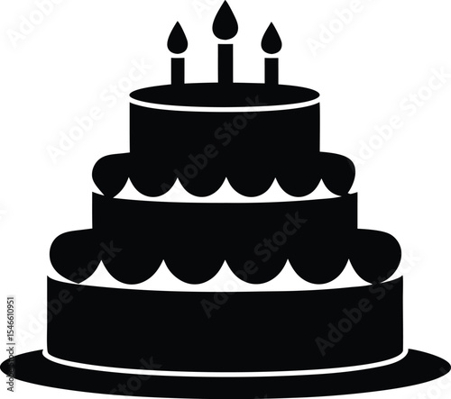 Birthday cake icon,Birthday cake  black silhouette vector style