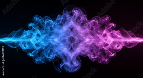Abstract Blue and Pink Smoke Art Swirling Vapor Designs