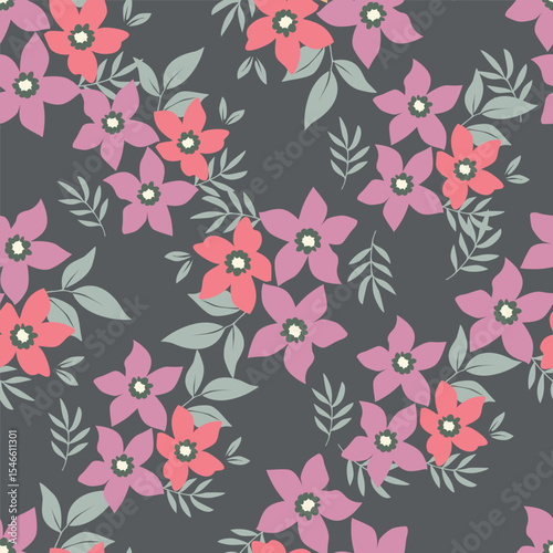 Cute feminine seamless watercolor pattern with little tiny wildflowers, hand drawn