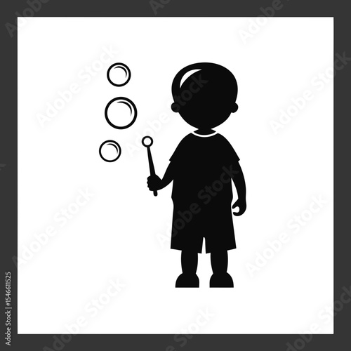 A child plays with a bubble wand