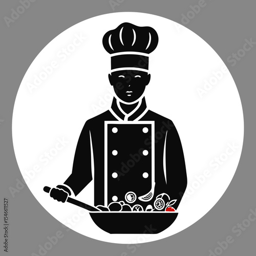 A chef prepares a meal in a kitchen