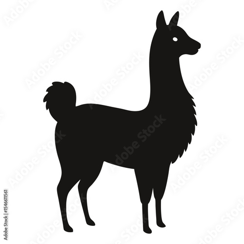 Minimalist Llama Silhouette with Slender Neck and Fluffy Back Vector.