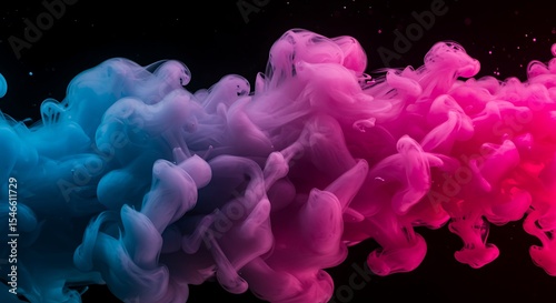 Abstract Swirling Colors Vibrant Pink and Blue Ink in Motion