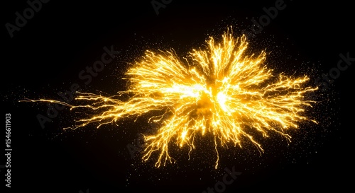 Golden Spark Explosion Black Background sparks burst