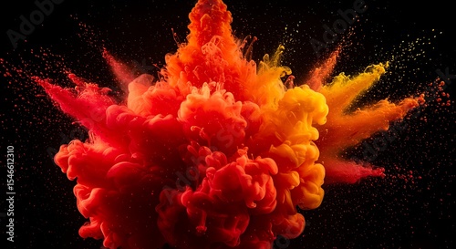 Red Orange Yellow Ink Exploding in Water Abstract Background