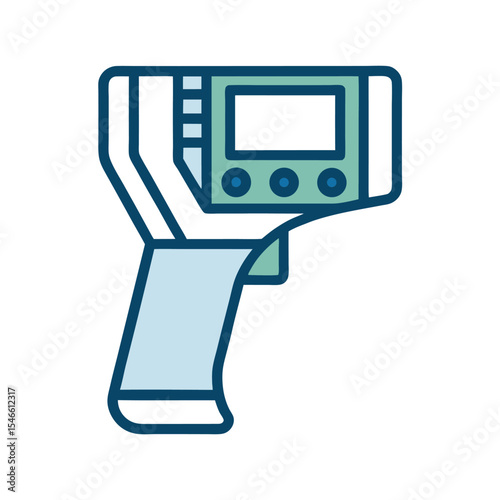Teal and Blue Digital Non Contact Infrared Thermometer Icon Isolated on White Background