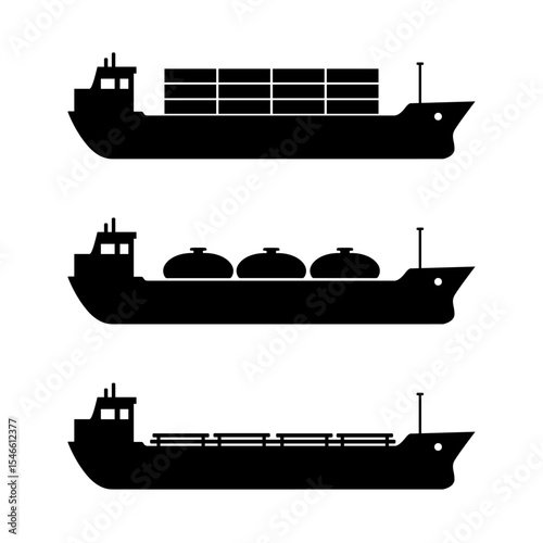 Cargo ship transportation icon set
