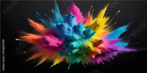 Colorful watercolor splashes create an abstract background with artistic paint splatters and vibrant ink drops on white paper, forming a unique artistic texture and design