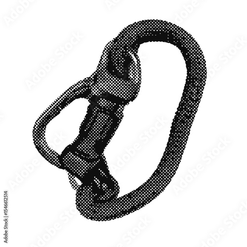 Climbing safety carabiner halftone grunge vector design element