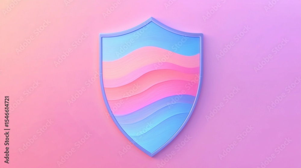 Fototapeta premium Colorful digital shield design representing protection and security on a gradient background