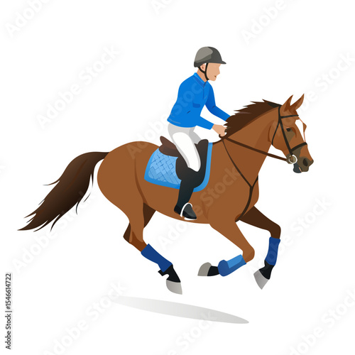 Equestrian Rider on Galloping Horse Vector – Horseback Riding Illustration for Sports, Racing, Horse Events, Logos, Training Posters, and Outdoor Themes