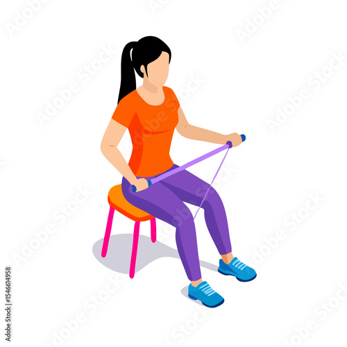 "Seated Resistance Band Row Exercise for Women – Home Chair Workout to Build Back Strength, Tone Arms, Improve Posture & Boost Fitness with Resistance Bands"