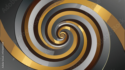 Abstract swirling spiral design with gold silver and brown colors suitable for designs
