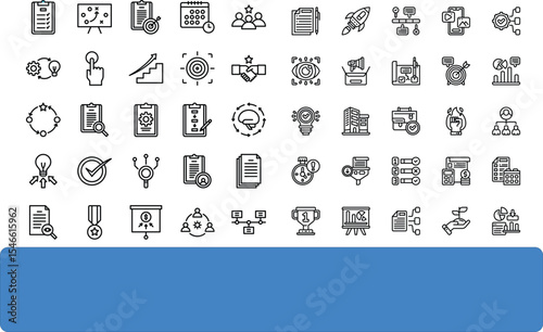 50 Action Plan icon set. Containing design strategy, plan, business, success, management 