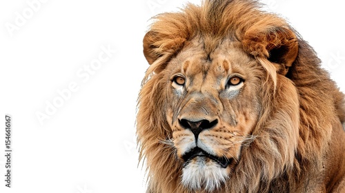 Regal Majesty  Striking White Background Lion Images     Majestic Mane Portraits  Powerful Roaring Profiles  Playful Cub Moments  and Graceful Savannah Stances in High-Contrast Photography for Wildlife 