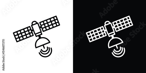 Satellite icon in black. flat graphic vector icon