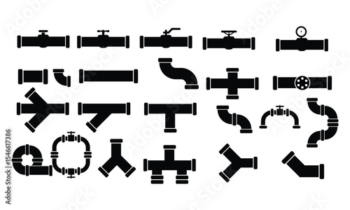 set of pipeline water, oil and gas design vector icon template