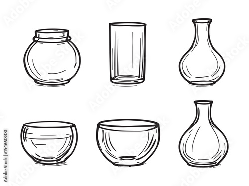 Glass Container Line Art Vector