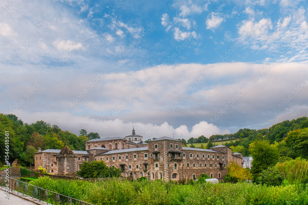 Obraz premium Samos is a Spanish municipality in the province of Lugo, in the autonomous community of Galicia. It belongs to the Sarria region.