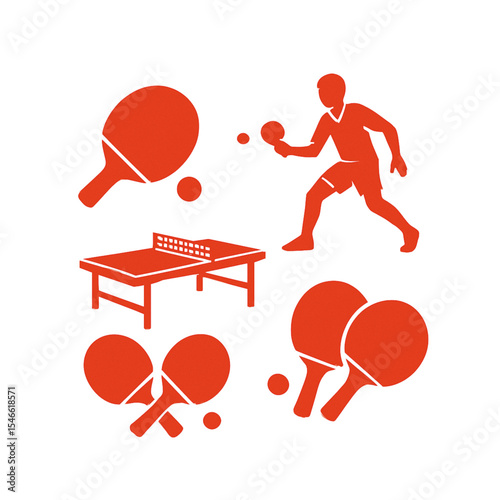 table tennis icon set
