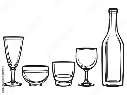 Glass Container Black Line Sketch