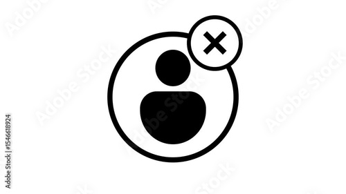User Block Icon, Person Profile with Cancel or Remove Cross Symbol
