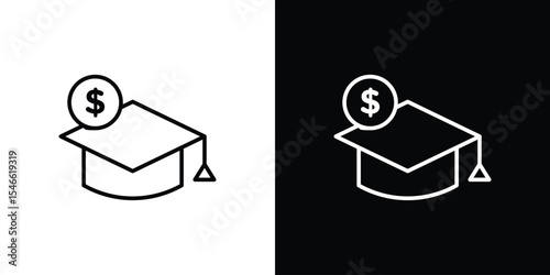 Scholarship fund icon in black. flat graphic vector icon