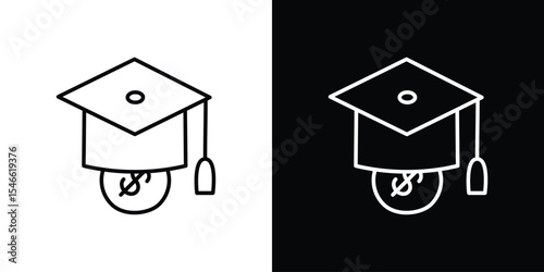 Scholarship fund icon in black. flat graphic vector icon