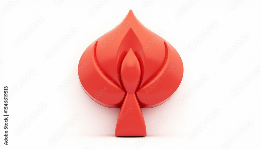Fototapeta premium Abstract Red Shape on White Background with Geometric Lines and Elegant Design