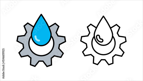 Lubricant oil drop and gear icon set. design isolated on white background. Vector illustration	
