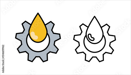 Lubricant oil drop and gear icon set. design isolated on white background. Vector illustration	
