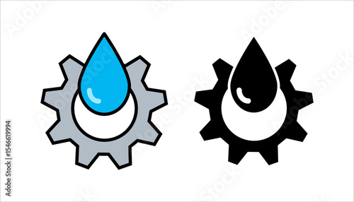 Lubricant oil drop and gear icon set. design isolated on white background. Vector illustration	
