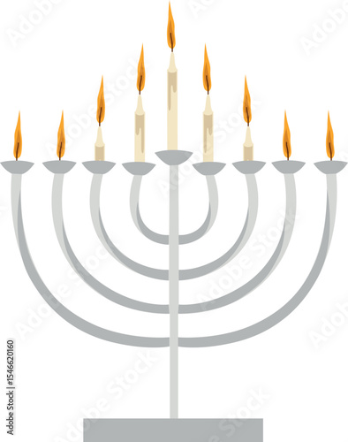 Vector hand-drawn Jewish traditional candle (Hanukkah menorah) on white background (isolated)