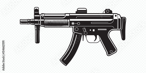 high-quality vector image of submachine gun for use in military and weapon-themed design concepts