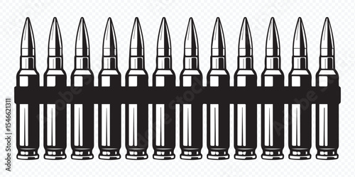 high-quality vector illustration of ammunition belt with bullets for military and weapon design