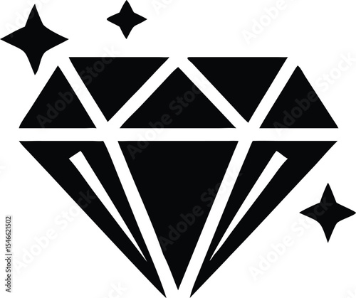 Diamond icon with sparkling stars for luxury and precious moments