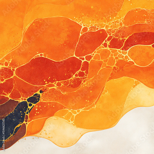A warm orange porous glass that looks like it's made from bubbling sugar. Fragile and foamy, the surface crumbles like froth. 