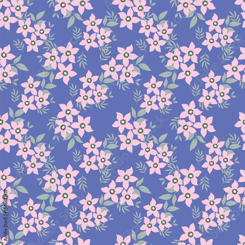 Cute feminine seamless watercolor pattern with little tiny wildflowers, hand drawn