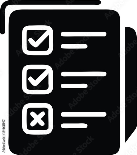 Checkbox list representing task management process with approved and rejected elements icon