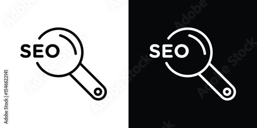Search engine optimization icon in black. flat graphic vector icon